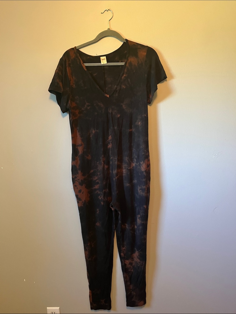 Smash + Tess Black and Rust Tie-Dye Jumpsuit